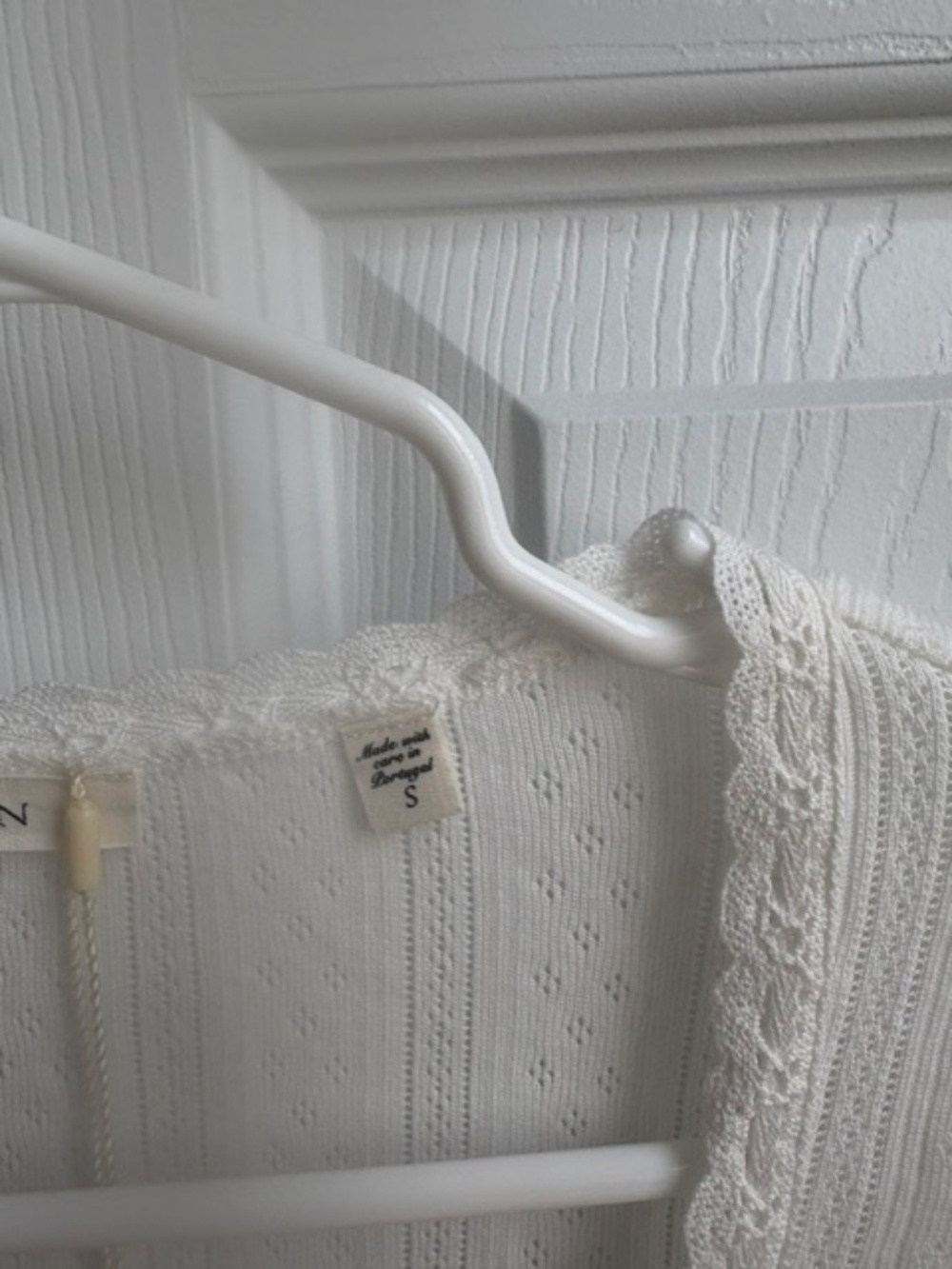 NWT Doen Lori Pointelle button up Tee in Salt (white), size Small - Picture 11 of 11